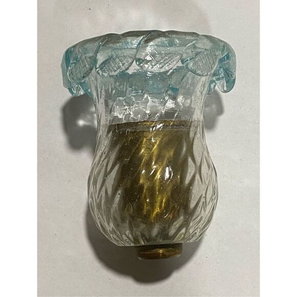 Murano Glass Chandelier  Replacement Part Light Socket Bobeche Blue and Gold - Picture 1 of 4
